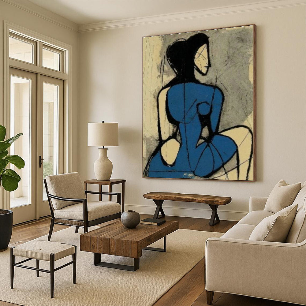 Hand-Painted Abstract Canvas Collage with Mixed Media for Bedroom & Living Room DLZ1424