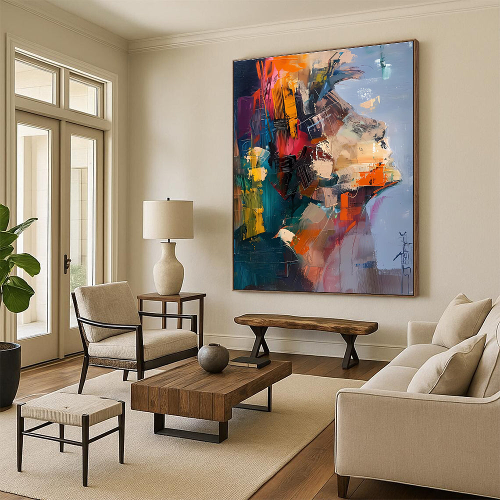 Colorful Portrait Abstract Painting with Mixed Hues ADGE285