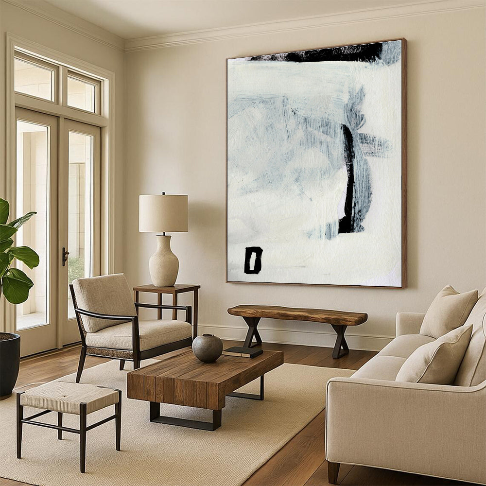Minimalist Abstract with Gray and Black Forms Painting ADGE204