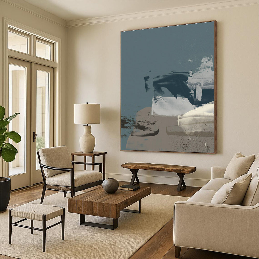Blue Gray Abstract Forms Painting ADGE242