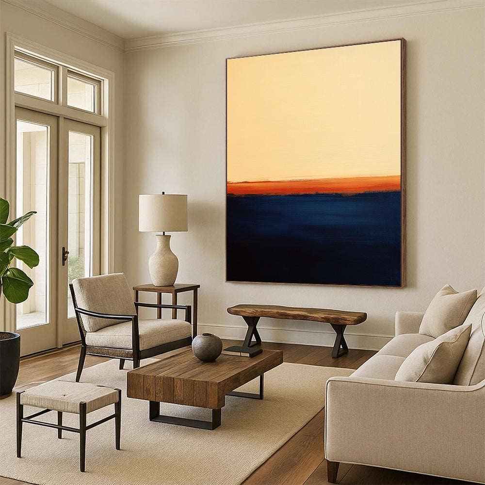 Orange and Blue Gradient Abstract Painting of a Sunset GER192