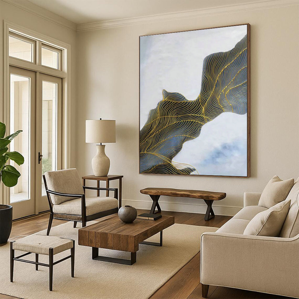 Oversized Hand - Painted Abstract Canvases for Bedroom & Office DLZ0547