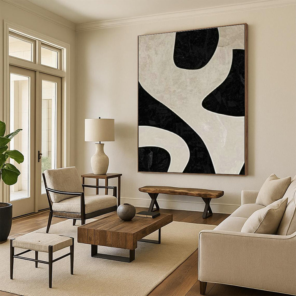 Large Customizable Hand-Painted Abstract Canvas for Living Room Wall Sconce Niche Wall and Bedroom Bedside Table Wall DLZ2003