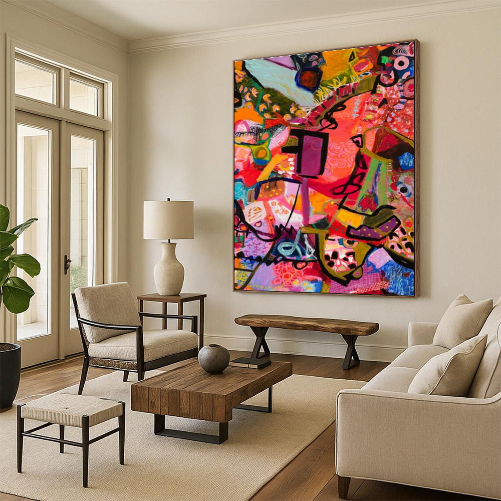 Immense Custom-Fit Hand Painted Abstract Art for Cottage & Entryway DLZ2079