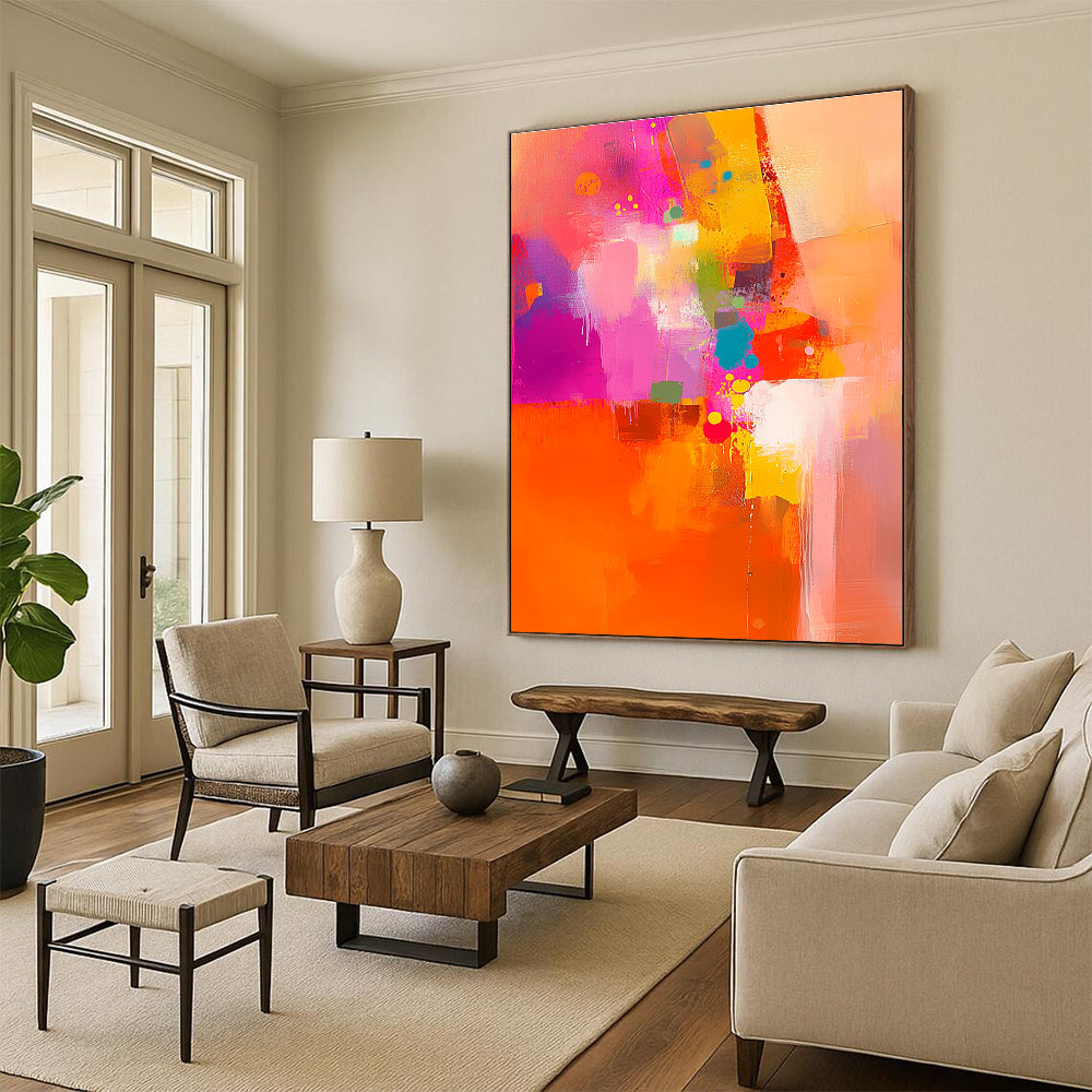 Vibrant Color Burst Abstract Painting with Energetic Hues GER533