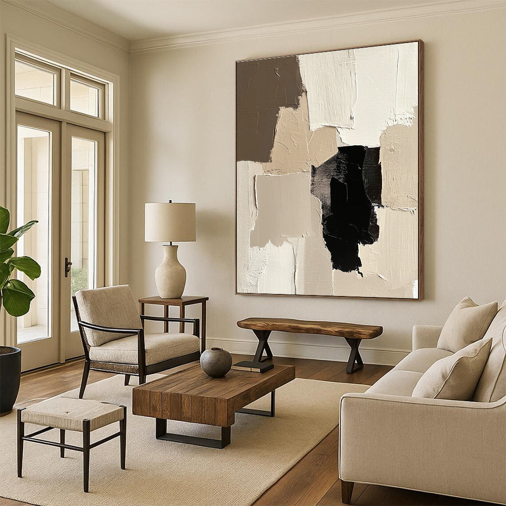 Neutral Tones Abstract Painting with Layered Textures GER452