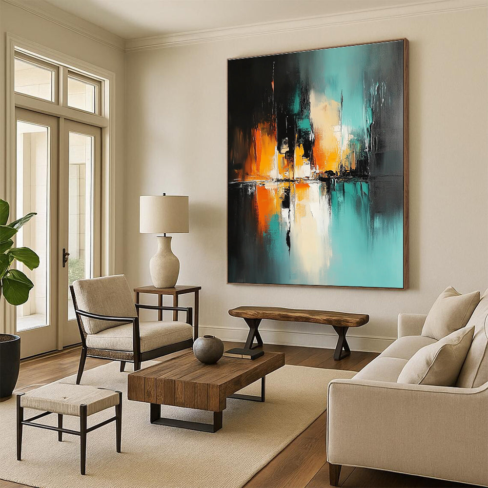 Colorful Reflection Abstract Painting with Dark and Bright Tones GER720