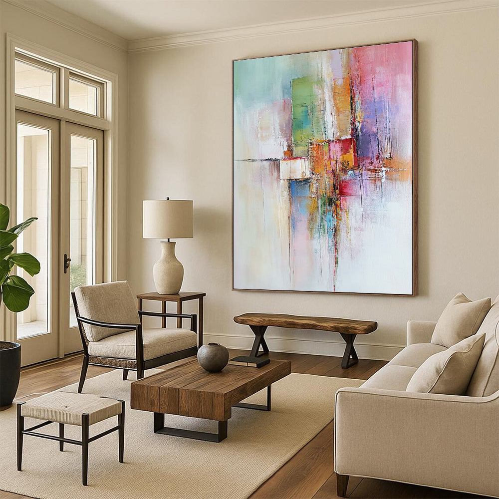Colorful City Abstract Painting with Vibrant Shapes GER468