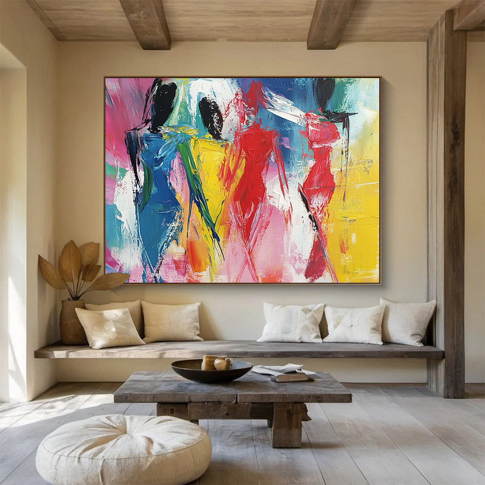 Large abstract painting featuring bold expressive brushstrokes and vibrant colors capturing the essence of expressionism and dynamic shapes.SC188