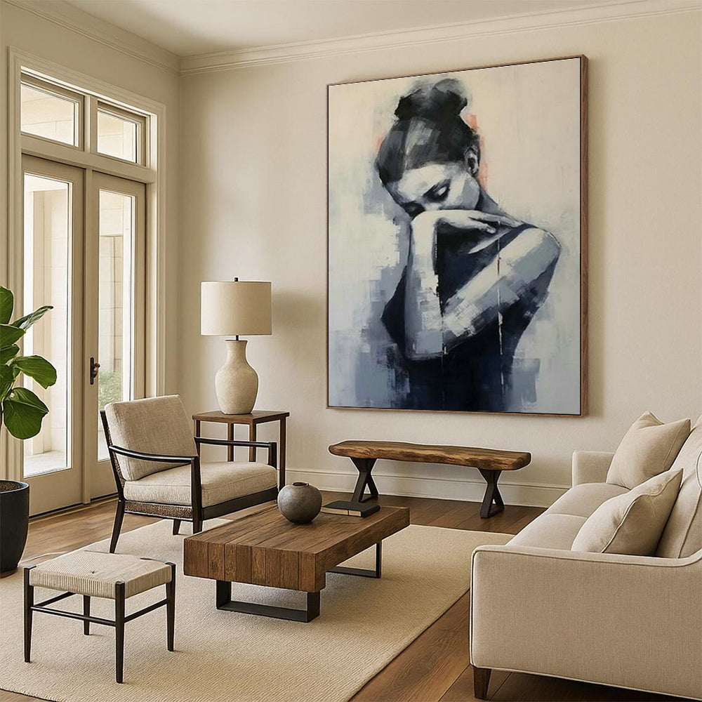 Custom Hand-Painted Abstract Canvas for Bedroom and Cottage Living Room DLZ1554