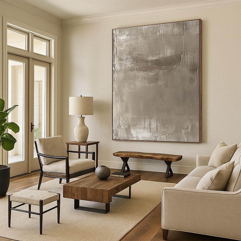 Beige Textured Abstract Painting with Earthy Tones GER103