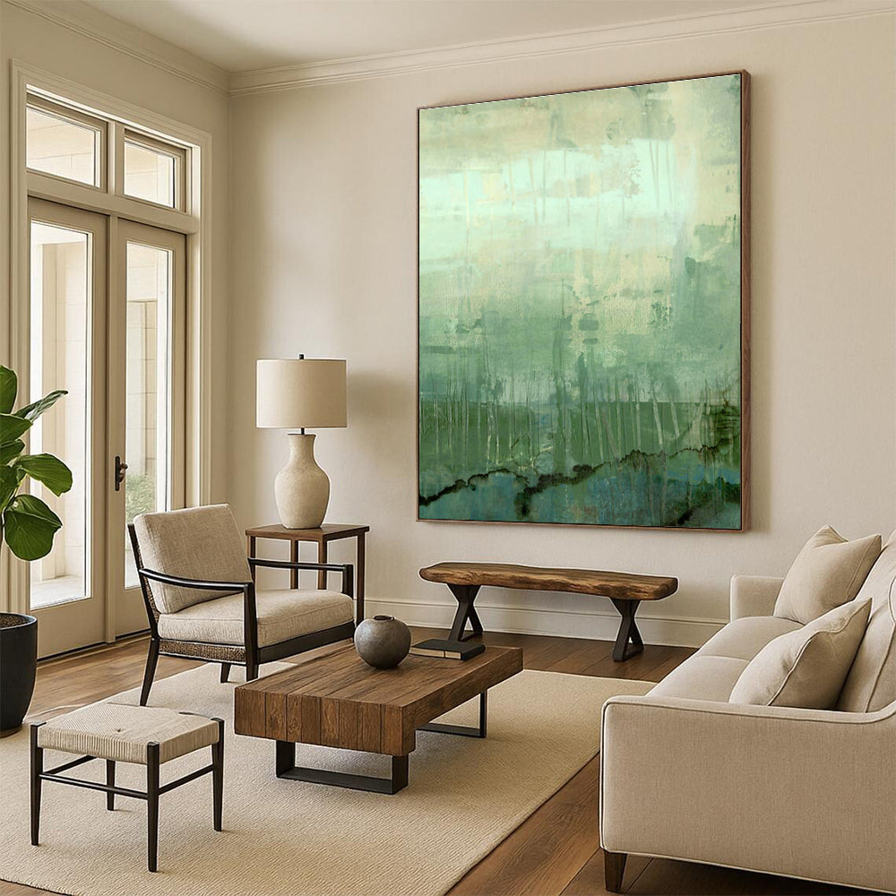Hand-Painted Geometric Abstract Art Wall Hanging, the Artistic Integration of Dining Room and Corridor DLZ0959