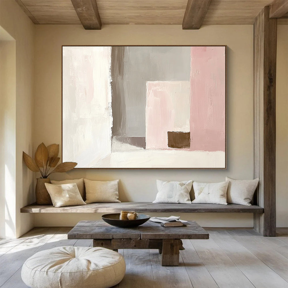Pastel Geometry Abstract Painting with Soft Color Blocks DYP380