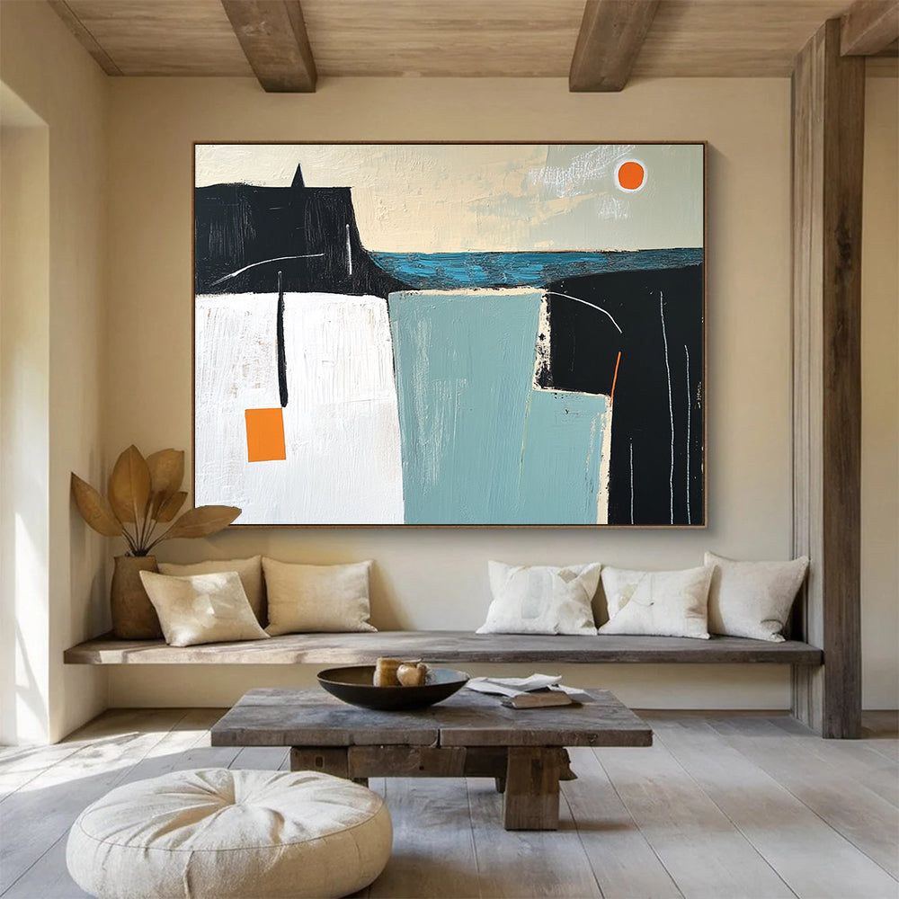 Minimalist Abstract Coastal Painting with Simple Shapes DYP546