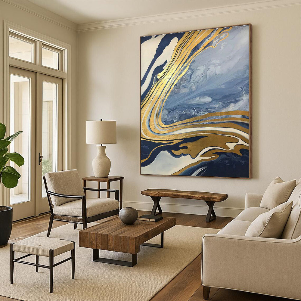 Large Hand - Painted Abstract Canvases for Hallway Staircase Handrails & Office Server Closet Shelf Backings DLZ0877