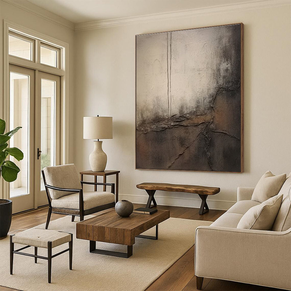 Brown and Gray Textured Abstract Painting ADGE355