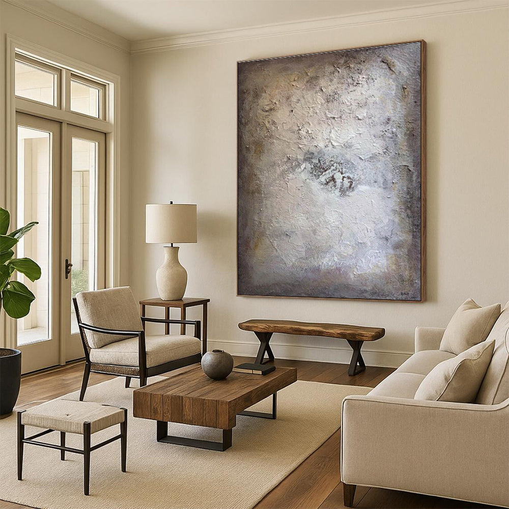 Beige Textured Abstract Painting ADGE258
