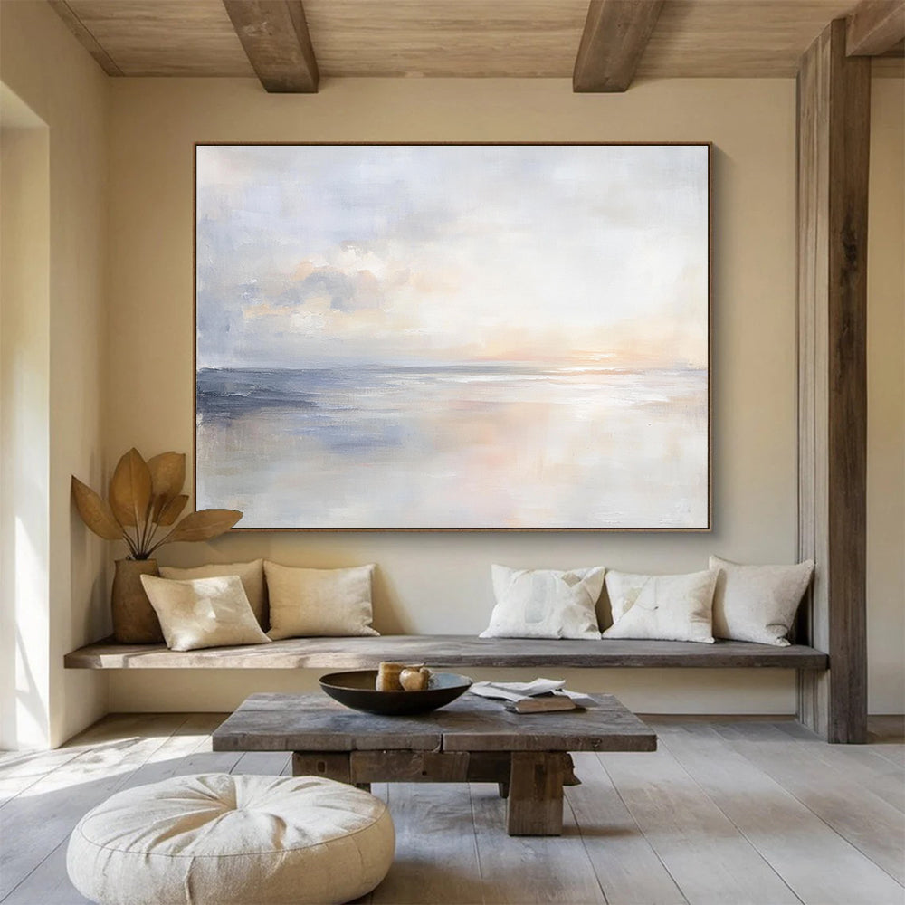 Serene Sea Abstract Painting with Soft Color Blends DYP147