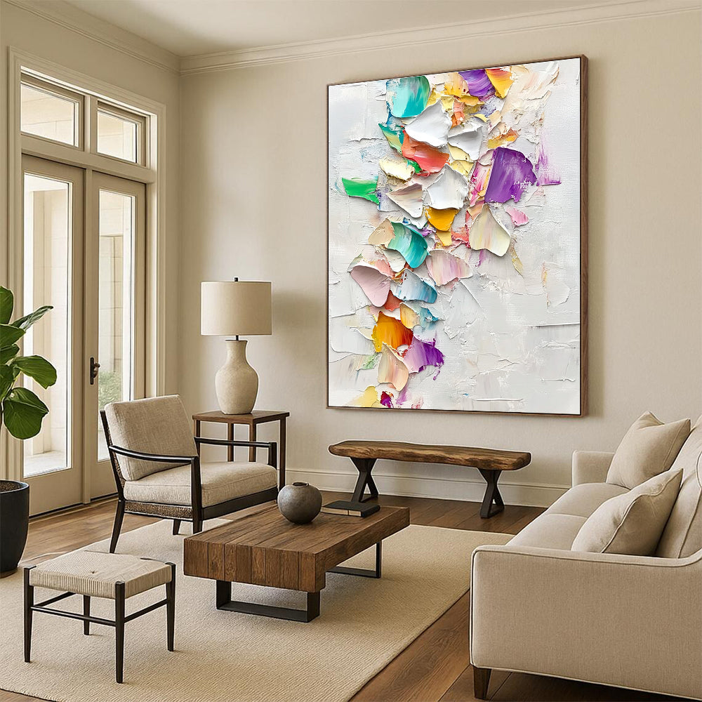 Colorful Petal Abstract Painting with Thick Textures GER484