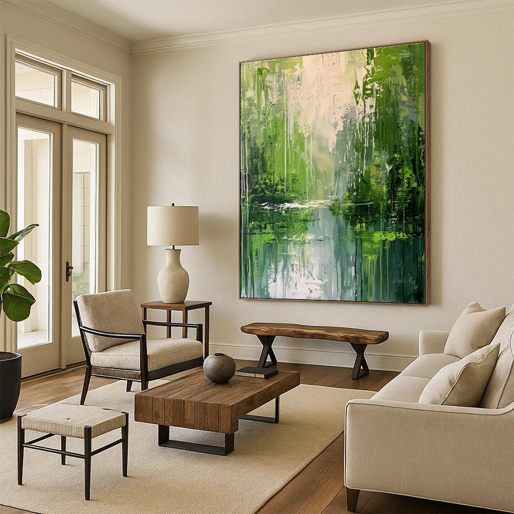 Green Grey Abstract Landscape Painting ADGE002