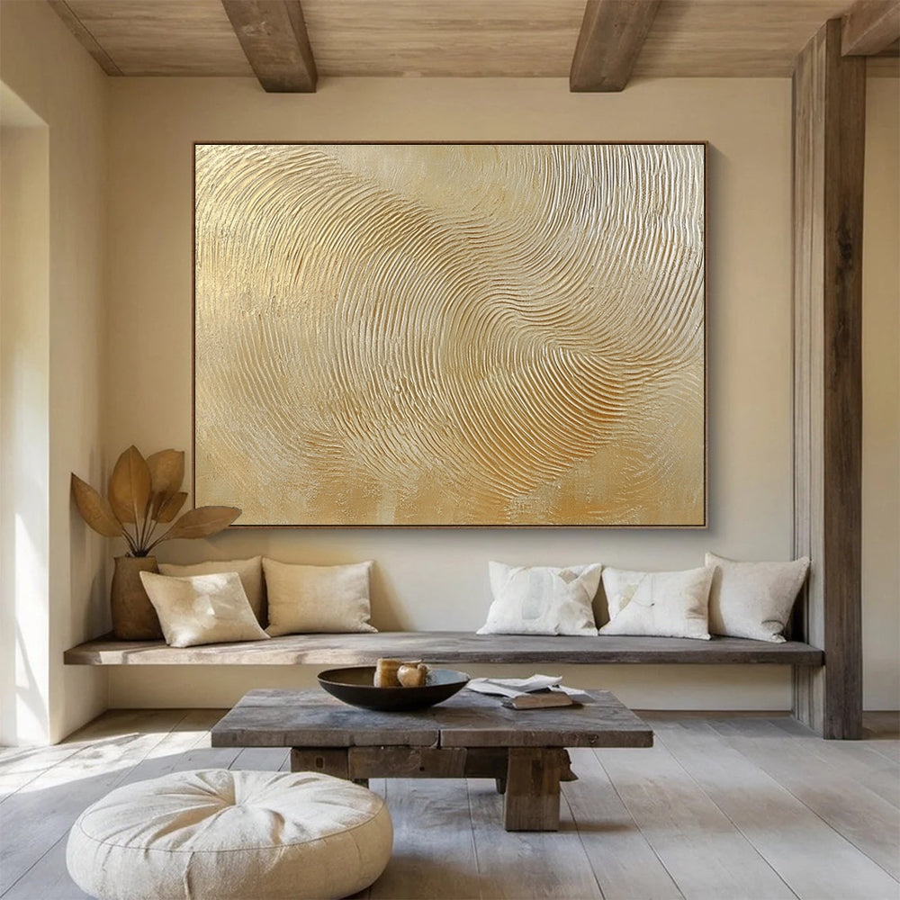 Golden Textured Wave Pattern Abstract Painting DYP150