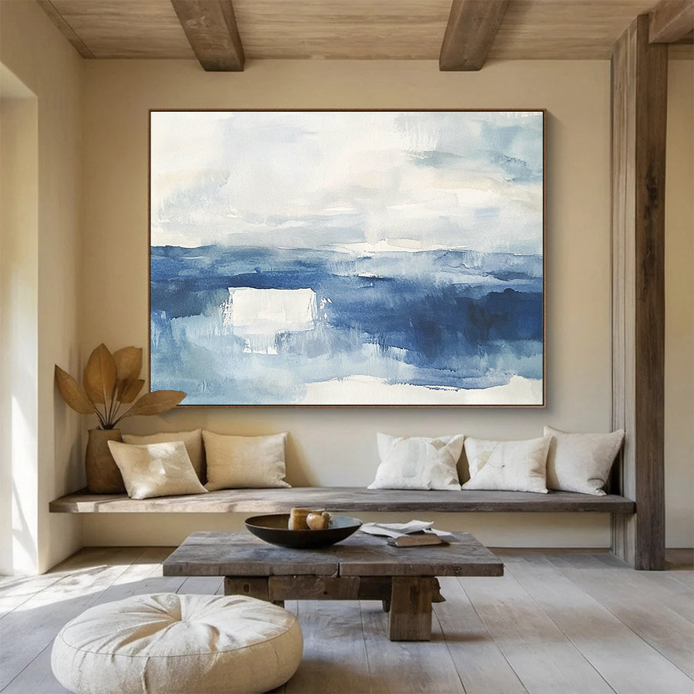 Blue Sea Abstract Painting in Watercolor Style DYP448