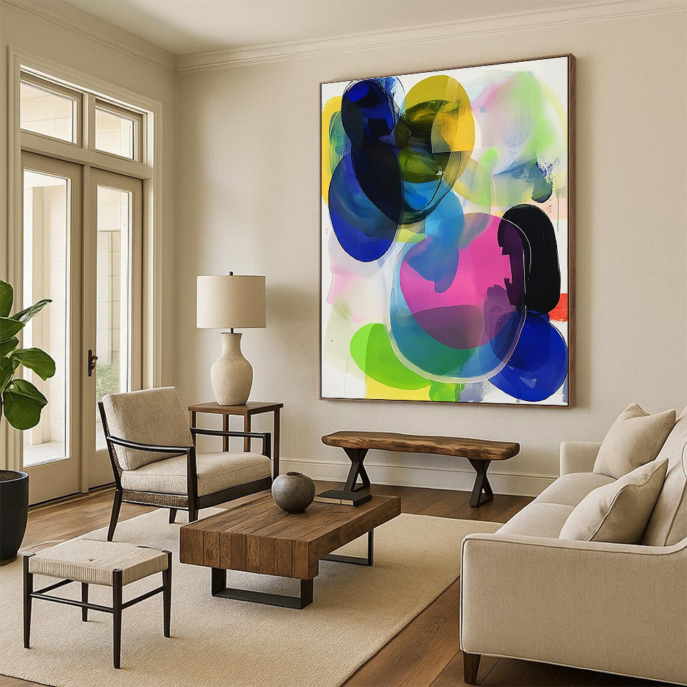 Colorful Overlapping Abstract Painting with Transparent Shapes GER608