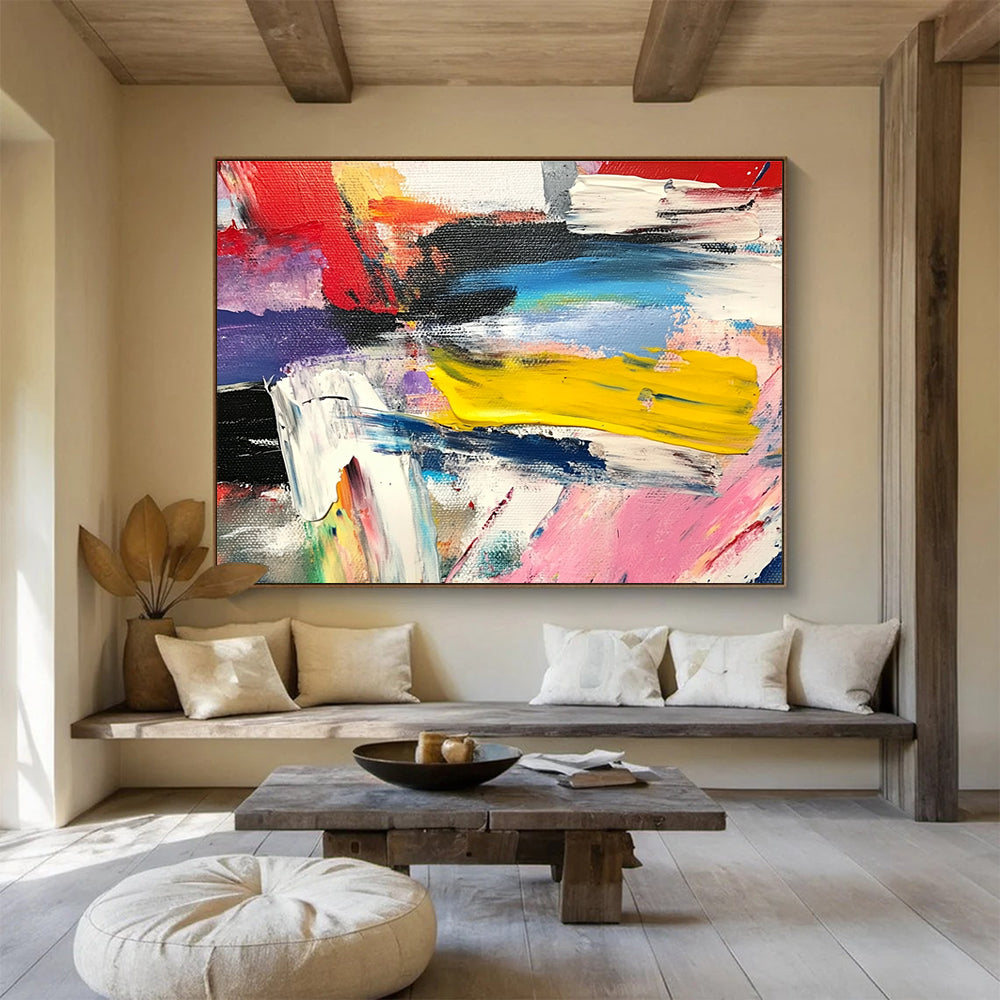 Red Yellow Purple - Colorful Stroke Abstract Painting DYP029