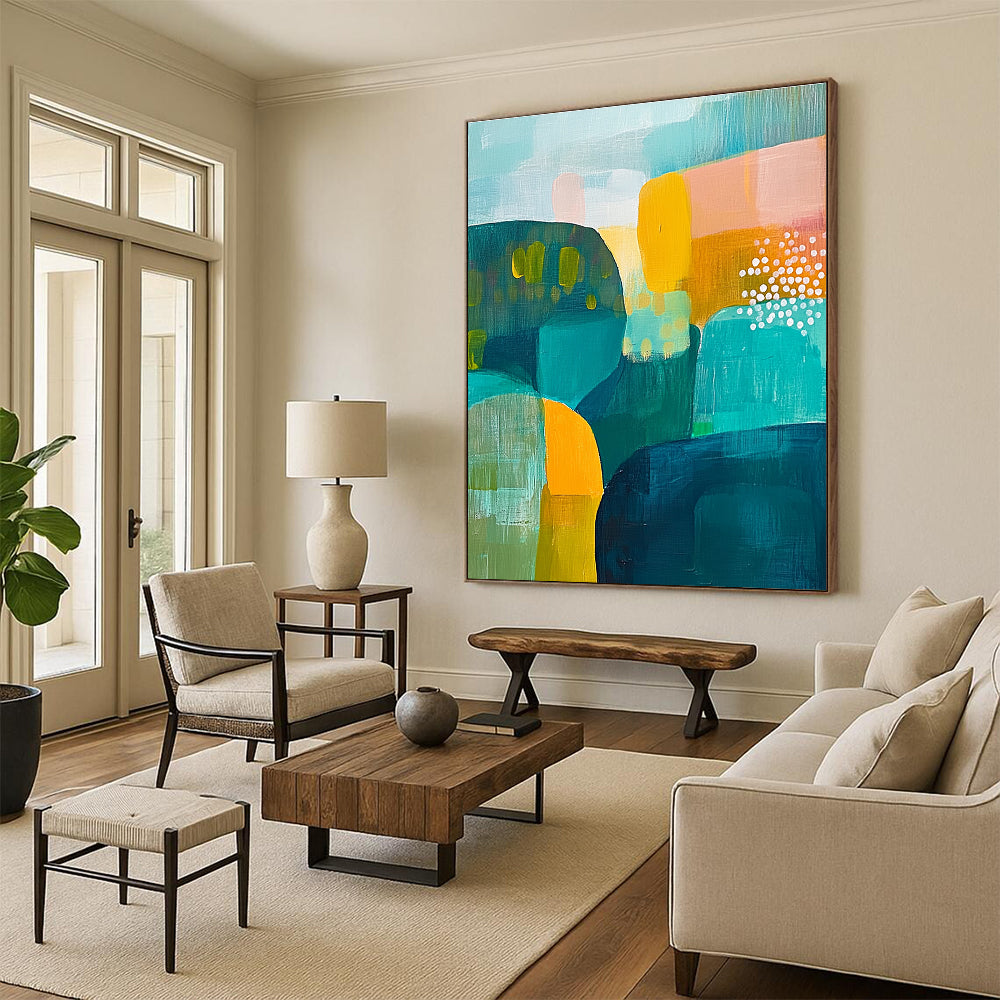 Colorful Abstract Shapes Painting with Vibrant Energy GER174