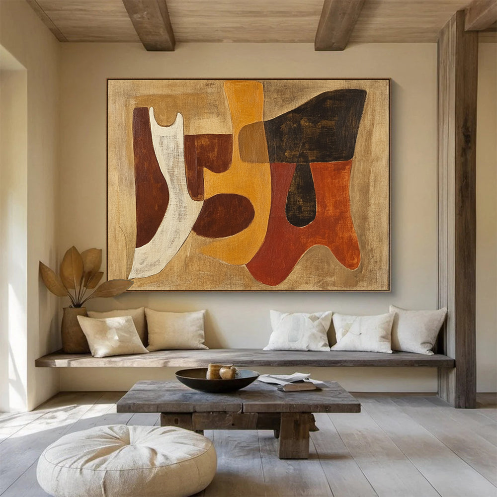Earth - Toned Abstract Forms Painting DYP104