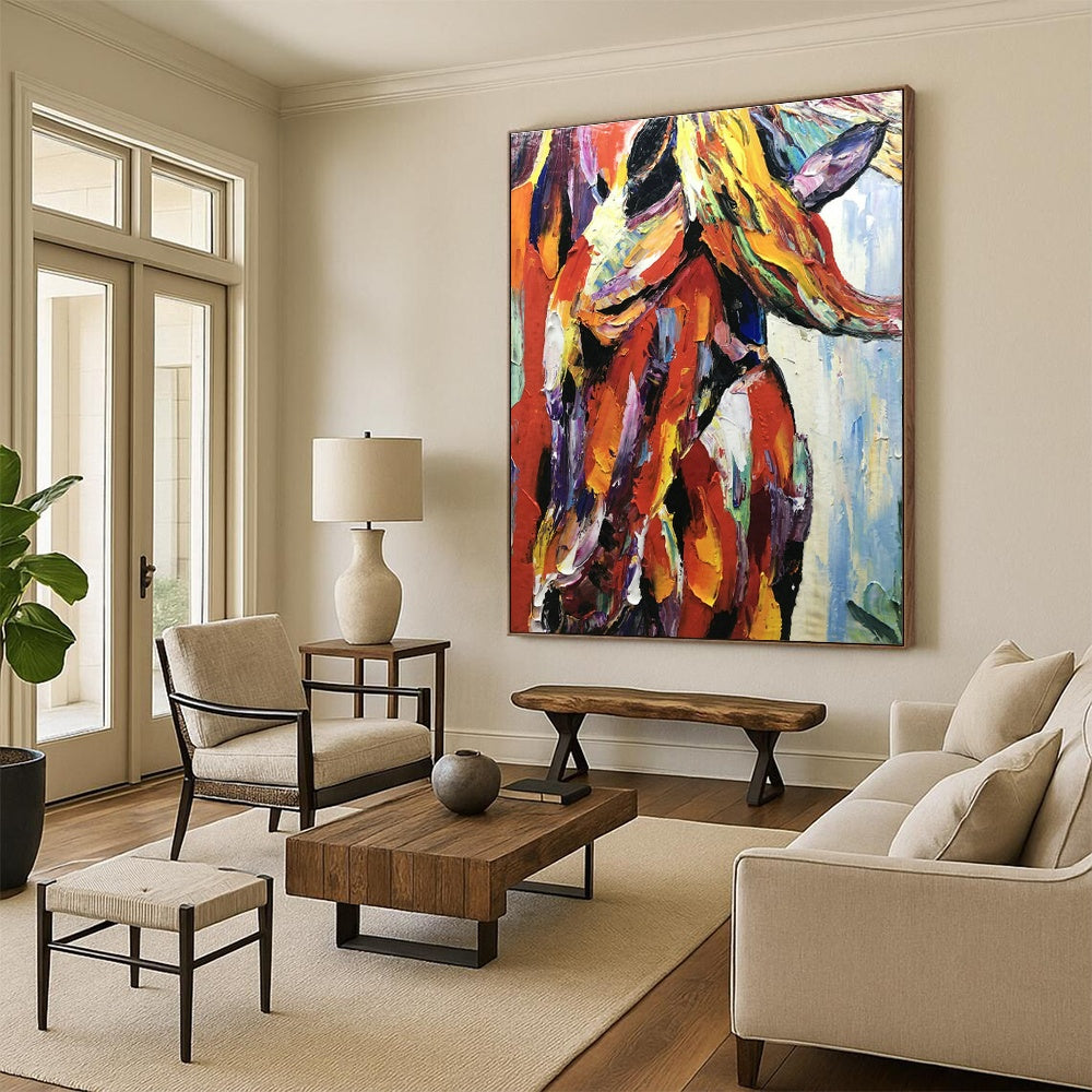 Extra-Large Hand-Painted Abstract Canvas for Cottage Living Room & Bedroom DLZ1279