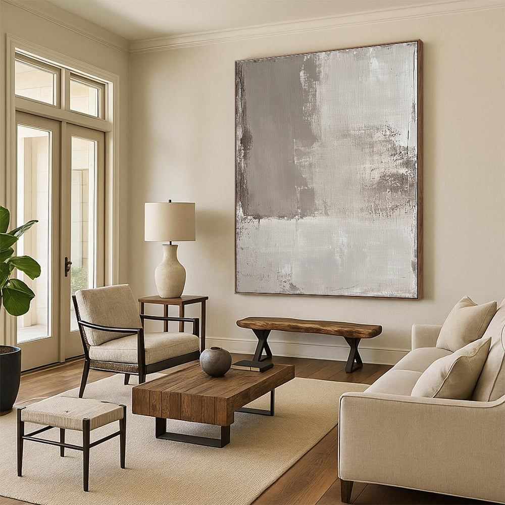 Gray Textured Abstract Painting with Muted Tones GER041