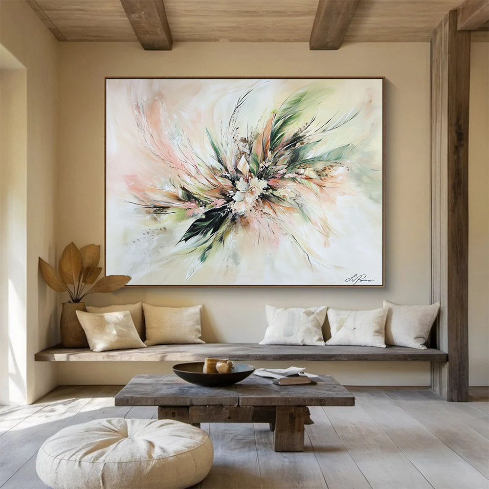Soft - Toned Floral Abstract Painting with Delicate Brushstrokes DYP146