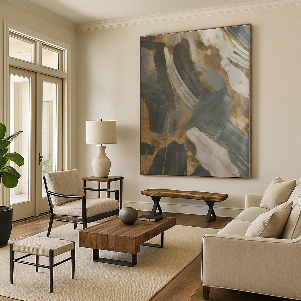 Custom Hand-Painted Abstract Canvas for Bedroom Canopy Frame & Living Room Bay Window Seating DLZ1734