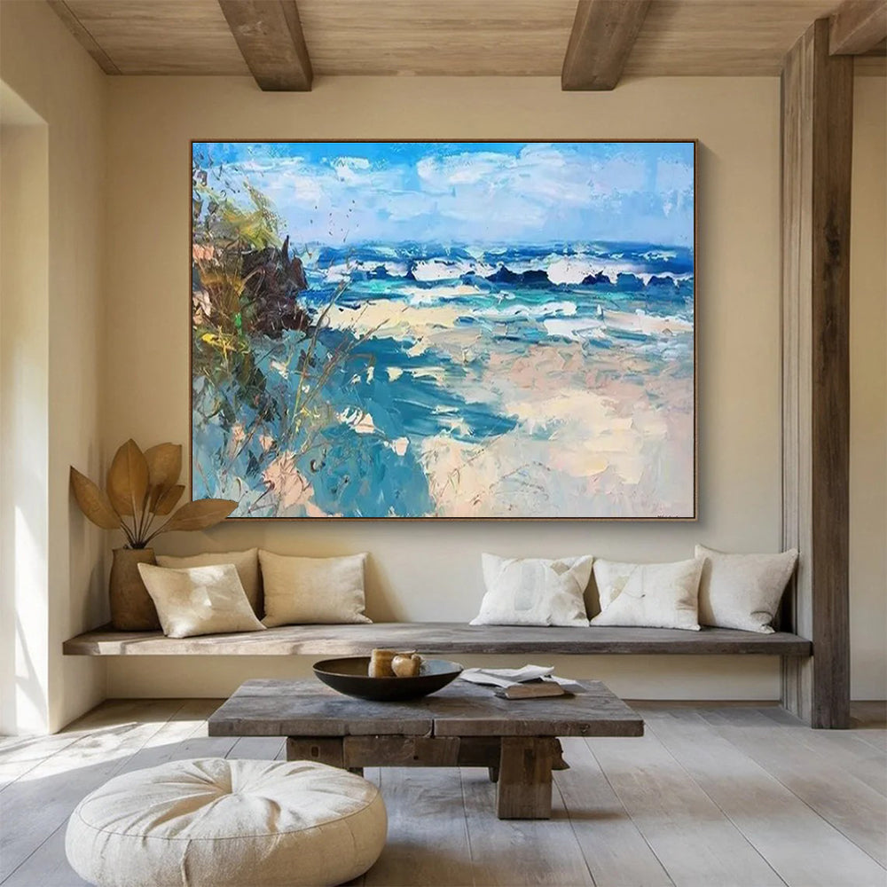 Beach with Waves Abstract Painting THY438