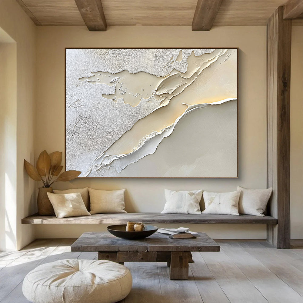 Beige White Textured - Layered Terrain Abstract Painting DYP051