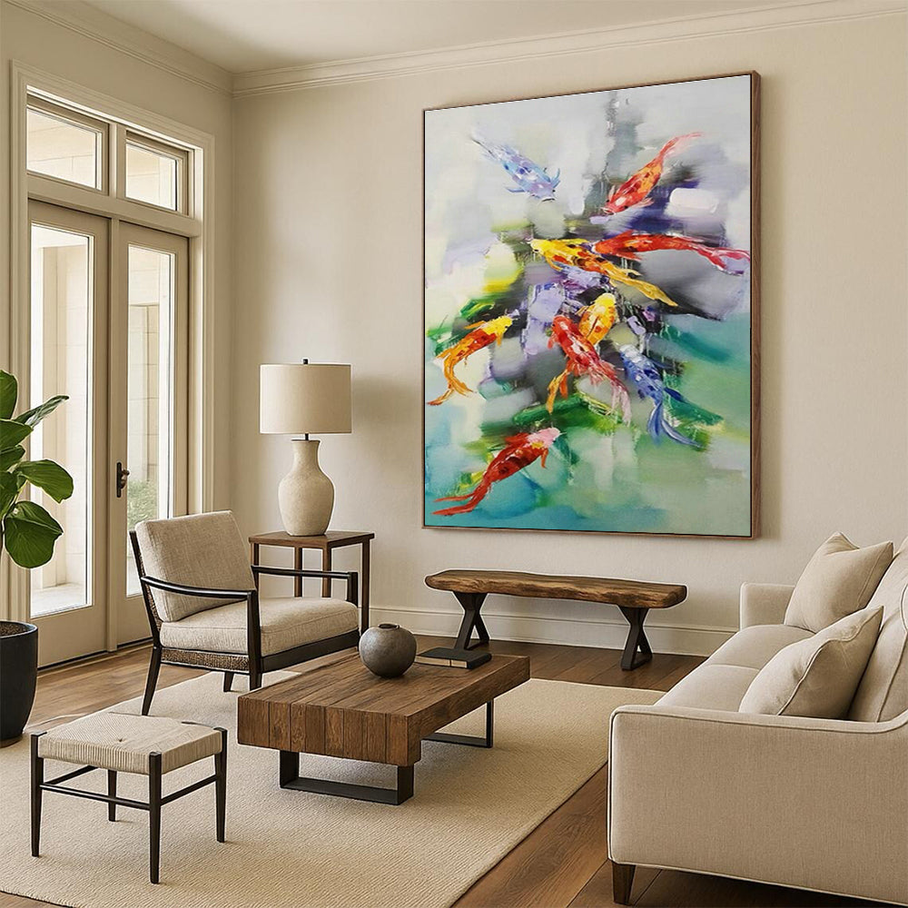 Massive Custom Hand - Painted Abstract Murals for Living Room Open - Shelf Kitchenettes & Cottage Outdoor Showers DLZ0672