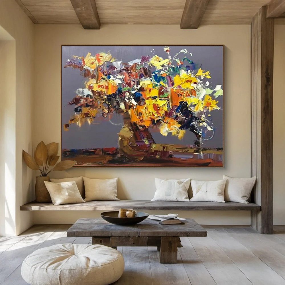 Colorful Floral Abstract Painting with Vibrant Hues THY279