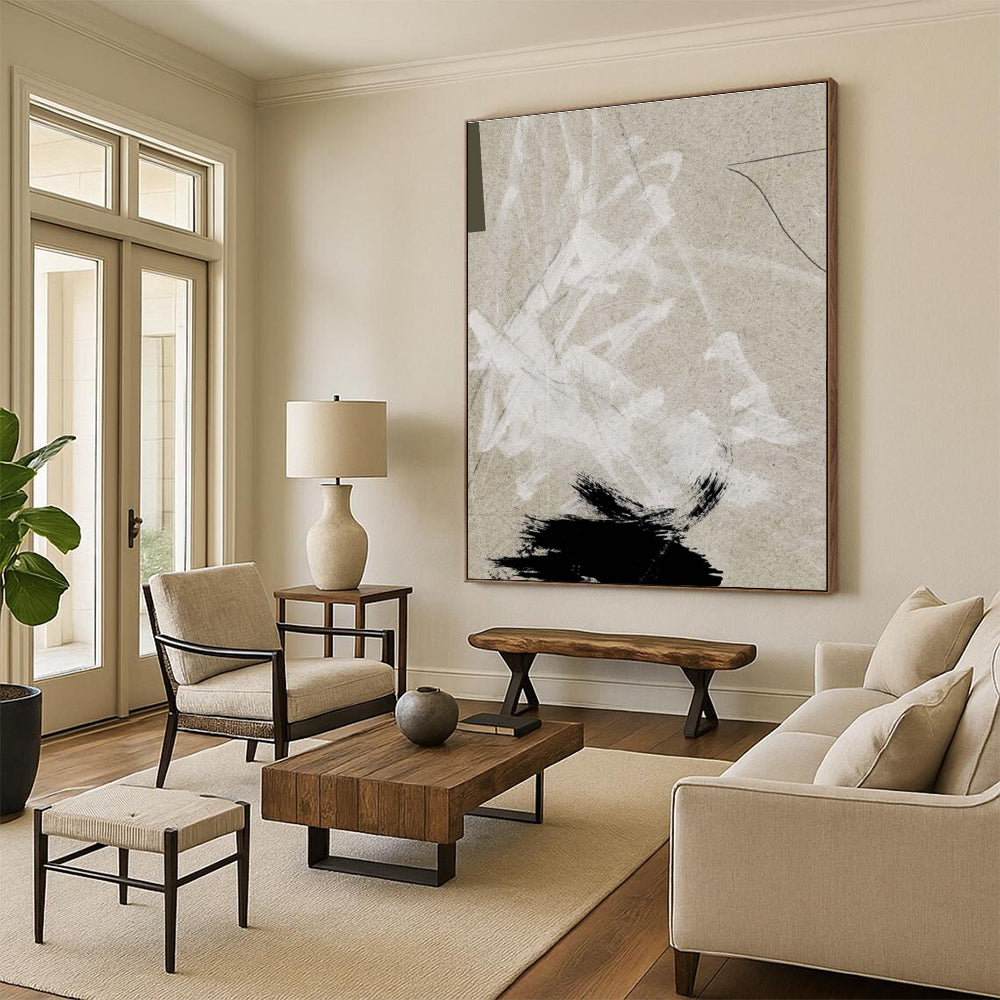 Minimalist Collage on Beige Abstract Art ADGE168