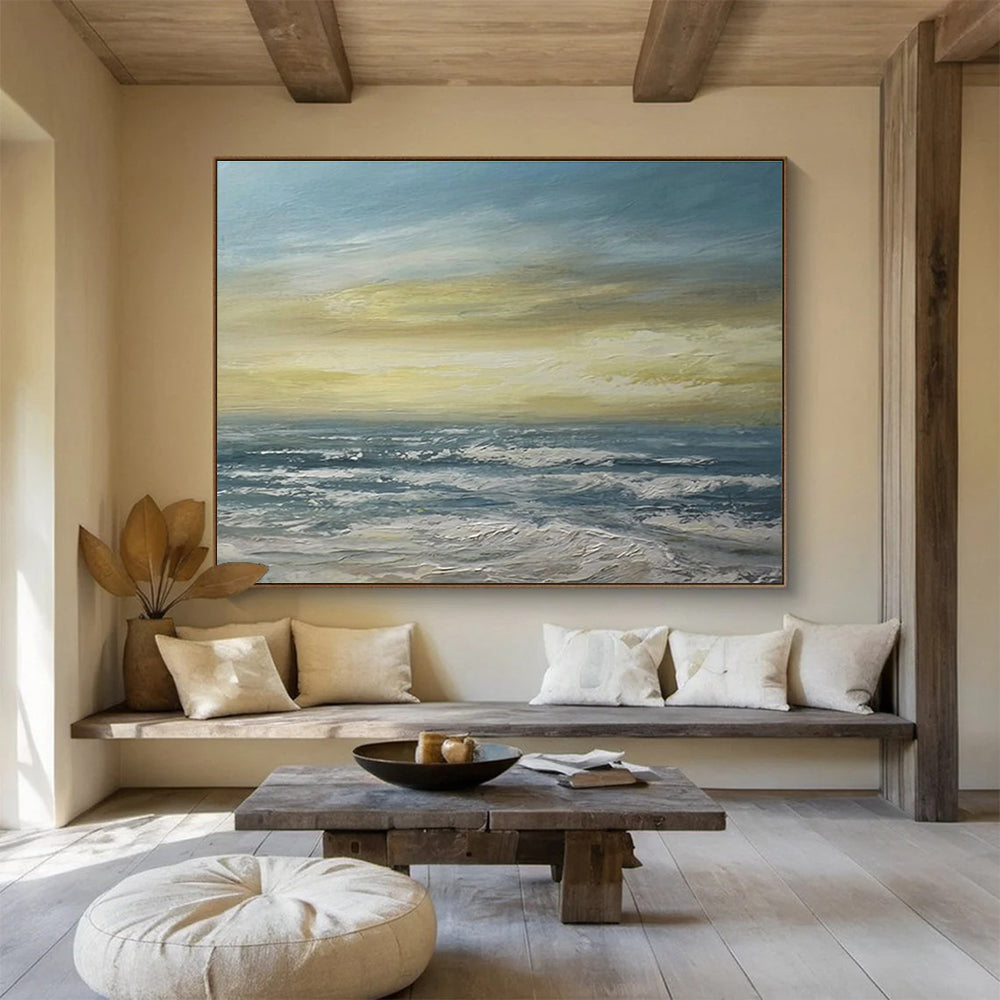 Yellow Sky Sea Sunset Abstract Painting THY032