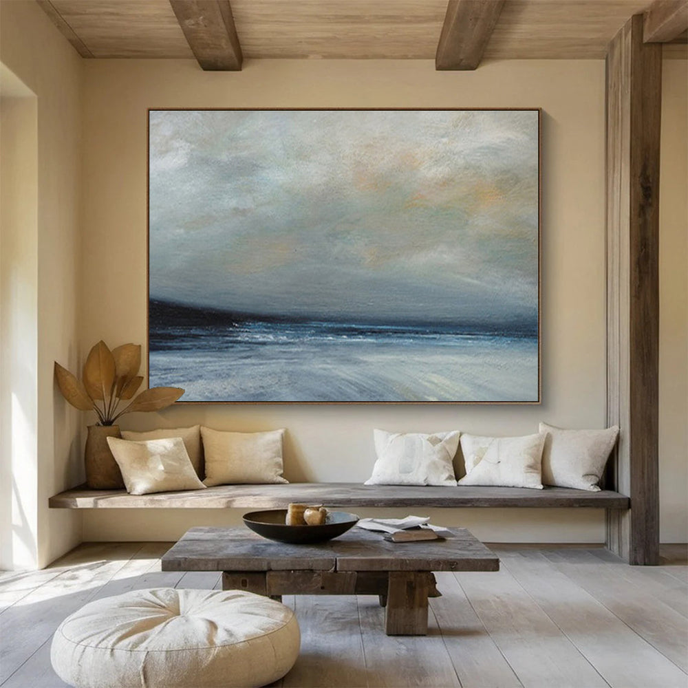 Grey Toned Calm Sea Sky Abstract Painting THY021