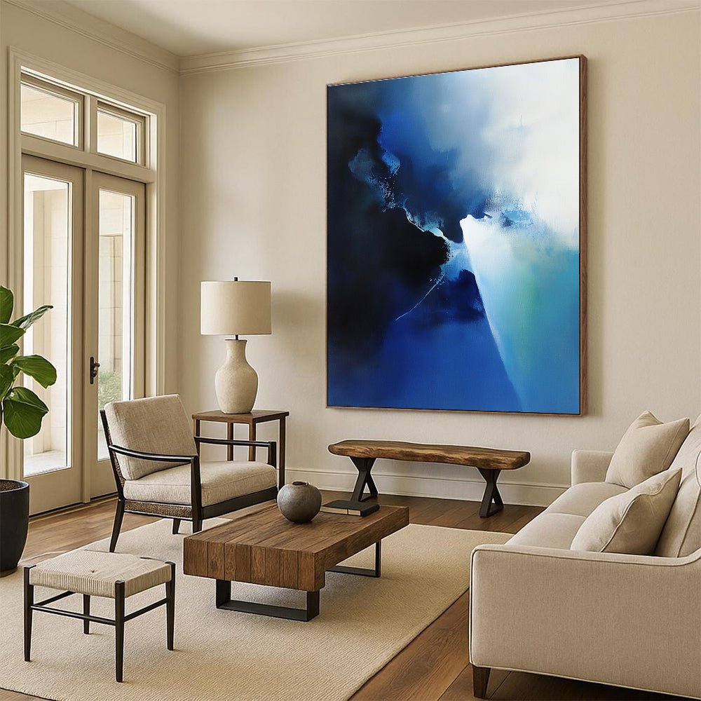 Blue Mist - like Abstract Painting with Subtle Gradients GER401