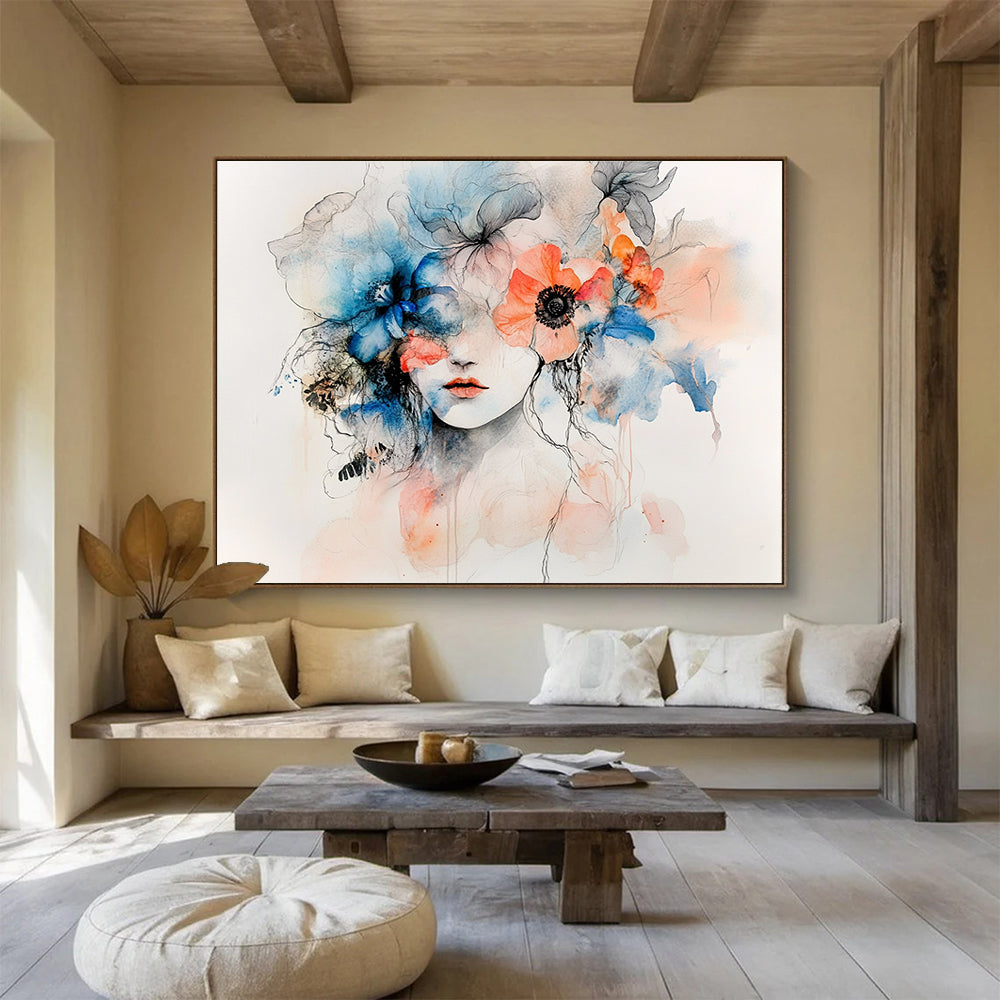 Floral Face Abstract Painting with Watercolor Style DYP157