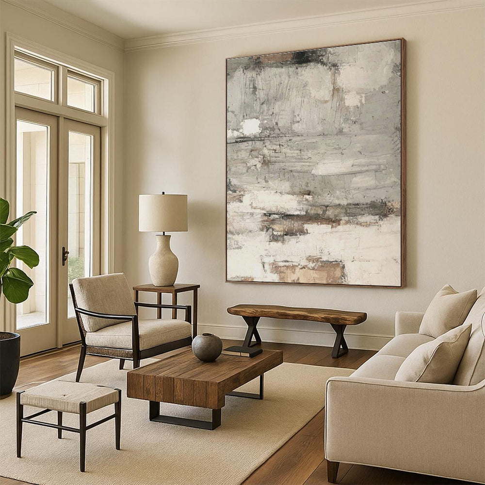 Large Customizable Hand-Painted Abstract Art for Living Room Media Wall and Entryway Console Table Backdrop DLZ1869