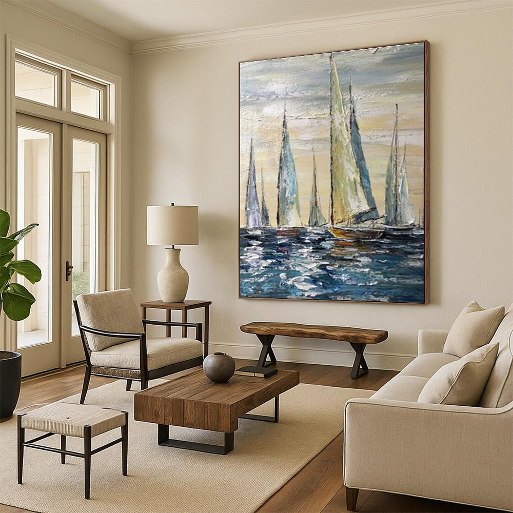 Hand - Painted Abstract Canvases for Cottage Dining Room Hutch Glass Panels & Hallway Coat Closet Doors DLZ0852