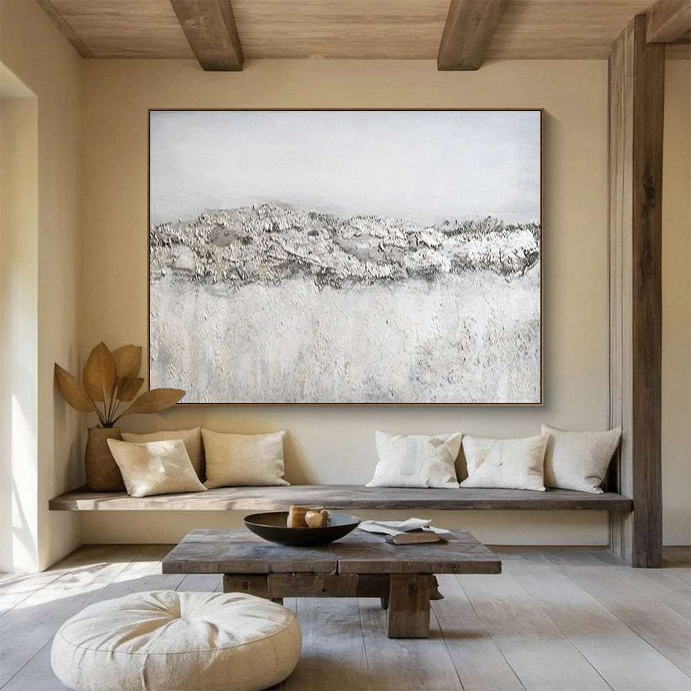 Textured Minimalist Abstract Painting with Subtle Grey Tones THY262