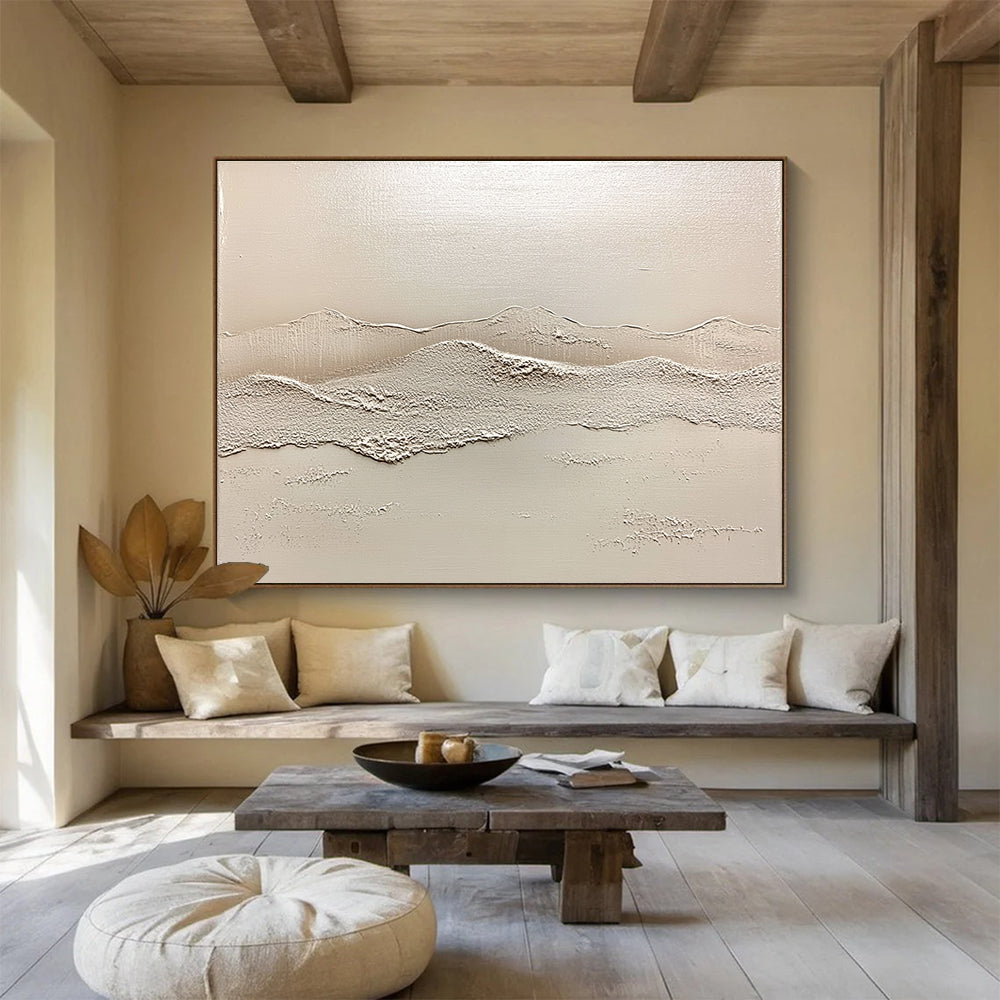 Minimalist Textured Mountains Abstract Painting in Neutral Tones DYP619