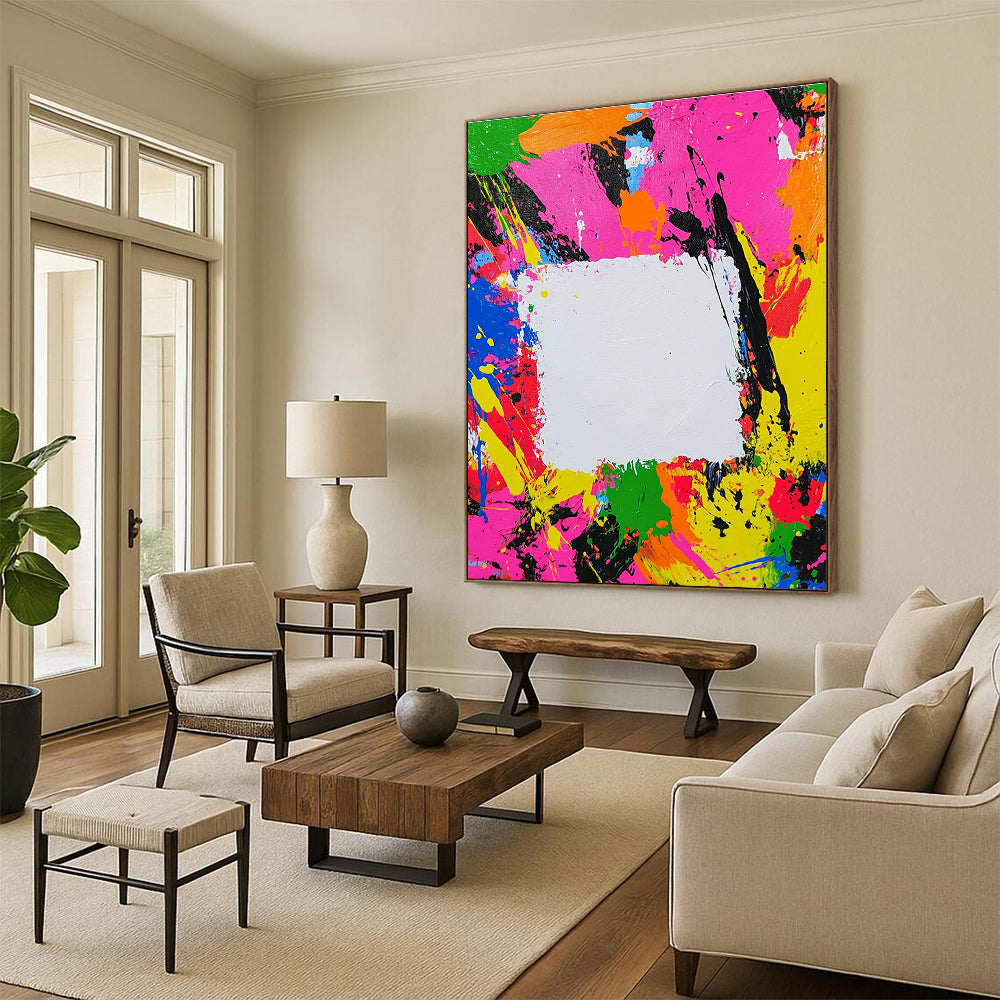 Colorful Splatter Abstract Painting with Playful Energy GER597