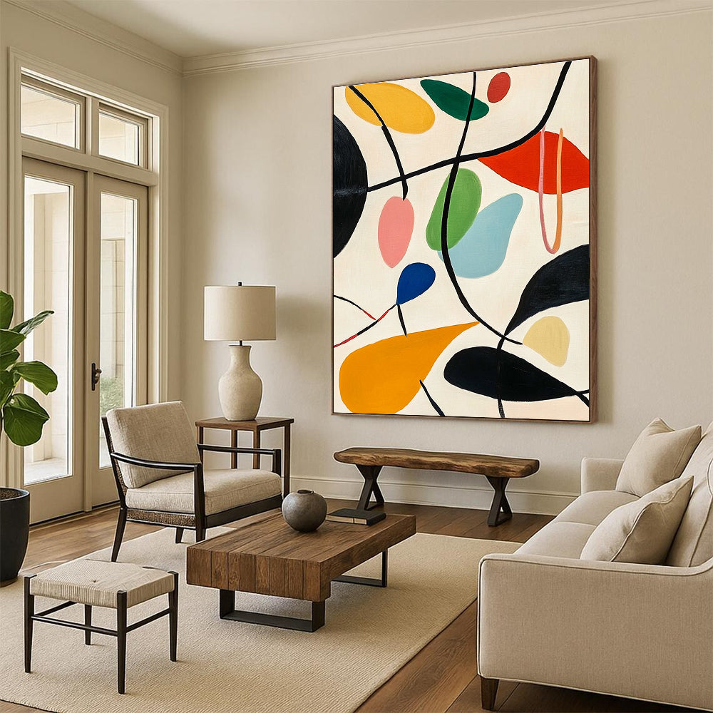 Colorful Leaf - like Abstract Painting with Playful Shapes GER092