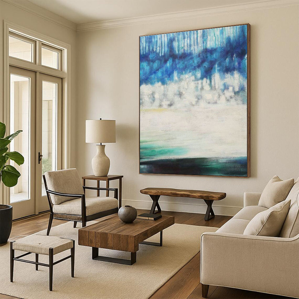 Grand - Scale Custom Hand - Painted Abstracts for Cottage Living Room & Bedroom Nooks DLZ0575